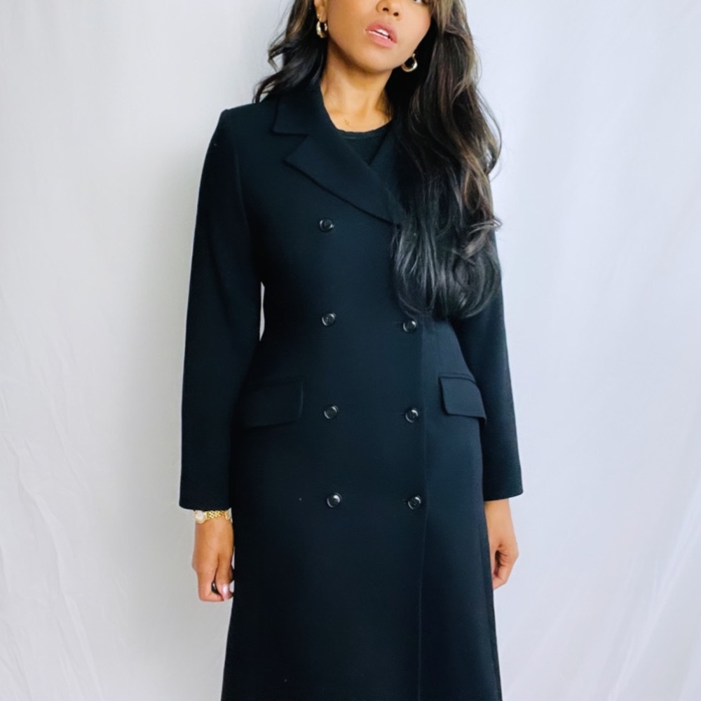 Miss Chloe | Black Long Double Breasted Peacoat Made in Japan